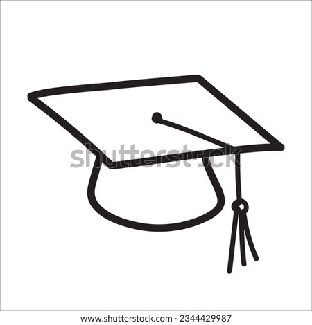 Graduation cap doodle vector illustration isolated on white background