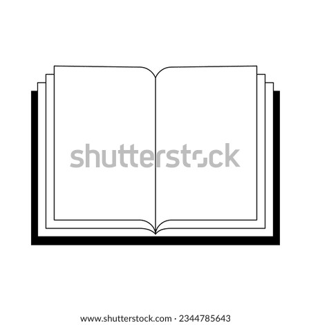 Open blank book icon isolated on white background. Flat vector illustration in silhouette.