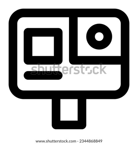 Gopro in outline icon. Camera, video, action-cam, travel, vacation