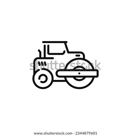 Steam roller line icon isolated on white background