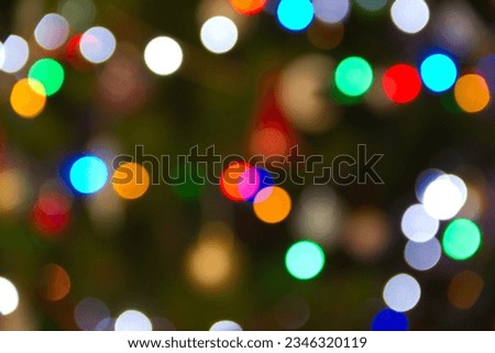 A bokeh view of lights on a Christmas tree