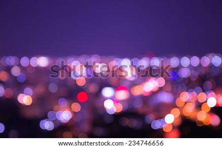 Colorful bokeh of big city in night time