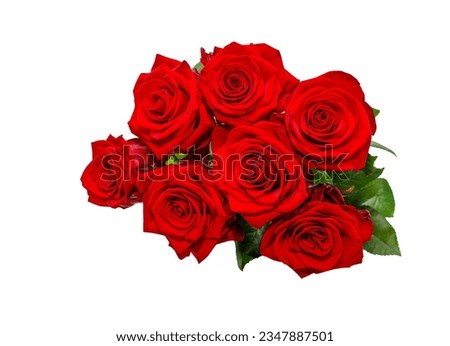 Red rose bouquet isolated on white background,