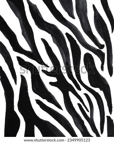 Watercolor zebra wild pattern, black and white abstract print