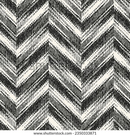 Monochrome Distressed Knit Textured Herringbone Pattern