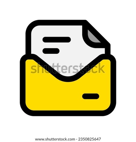Editable vector open mail letter icon. Black, line style, transparent white background. Part of a big icon set family. Perfect for web and app interfaces, presentations, infographics, etc