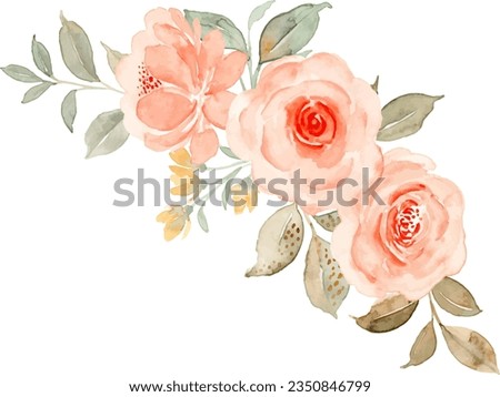Watercolor peach rose flower arrangement for background, wedding, fabric, textile, greeting, card, wallpaper, banner, sticker, decoration etc.