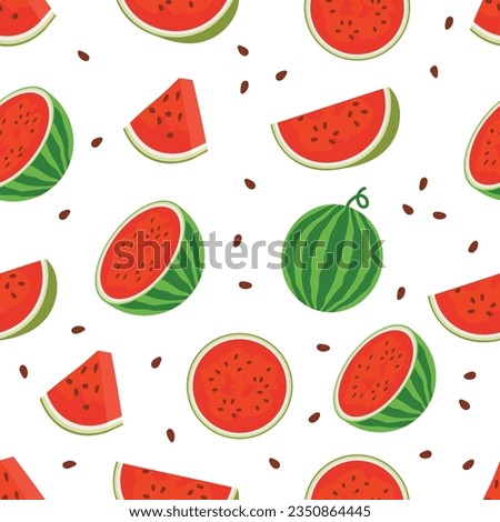 seamless pattern of watermelon sliced and random of watermelon vector illustration