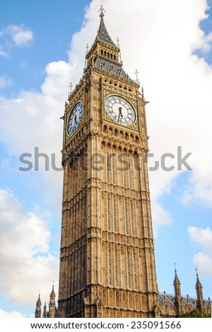 Big Ben against cloudy sky - Palace of Westminster, London