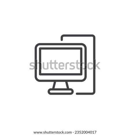 PC computer line icon. linear style sign for mobile concept and web design. Computer tower and monitor outline vector icon. Symbol, logo illustration. Vector graphics