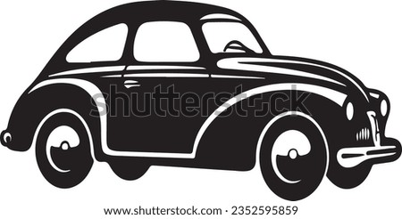 old retro car, vintage style, black icon, isolated vector
