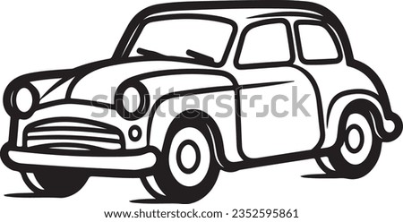 old retro car, vintage style, black icon, isolated vector