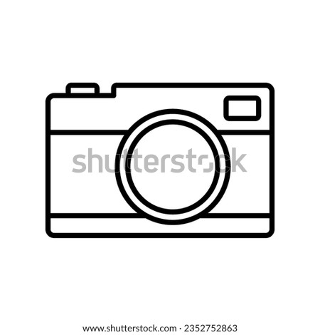 photo camera icon in trendy line style isolated on white background, camera symbol for your web site design, logo, app, vector illustration in flat design