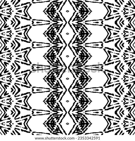 Tribal Dark Scribble Vector. Black Color Zig Zag Pattern. Abstract Aztec Ink Pattern. Seamless Wavy Batik. Black Colour Ink Doodle Pattern. Simple Native Ink Batik. Seamless Dark Watercolor Vector
