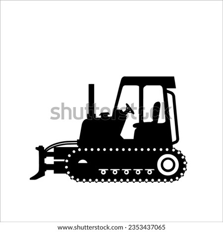 Excavator with moving backhoe  icon. Buldozer vector sketch illustration for print, web, mobile isolated on white background. Construction industry and machinery concept.