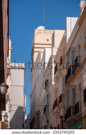 Beautiful streets and architecture in the Old Town of Cadiz.