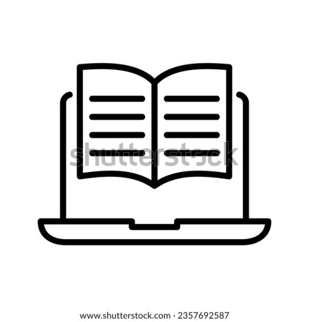 Icon related to reading books online, useful as a symbol for use in school activities. Editable black outline vector illustration.