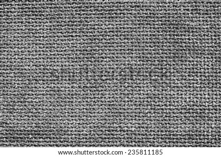 Close up view of black and white velvet fabric with detail thread interlinking in formation. Tailor and seamstress trade industry detail. Fury and soft textile detail texture background space frame.