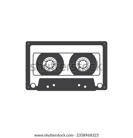 Cassette vintage object for 80s revival  isolated on white background, Cassette icon in flat style, Trendy Flat style for graphic design, logo, Web site, social media, UI, 