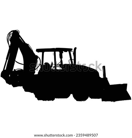 A silhouette of an excavator 