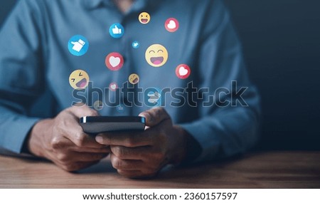love, like, smile, message, speech bubble, balloon, discussion, social media, shape, chat. use smartphone for chatting and message. social network has like, love, speech bubble spread around that.