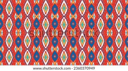 Vector nordic ornament. winter scandinavian seamless pattern, border design for fashion fabric, knit, textile, cross embroidery. Norwegian background with red and blue colors