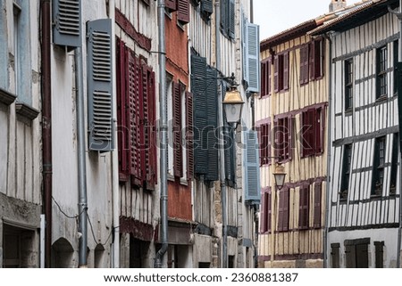 Old, colourful buildings in the city of Bayonne, South-West France