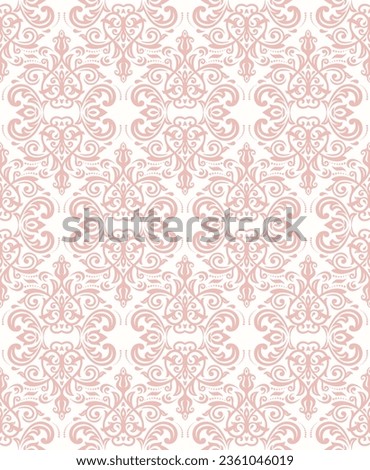 Classic seamless pattern. Damask pink and white orient ornament. Classic vintage background. Orient ornament for fabric, wallpapers and packaging