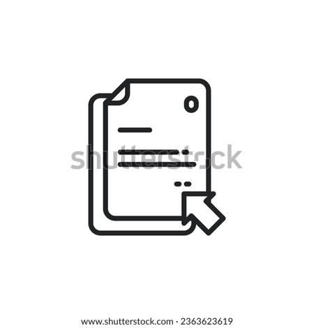 Paper with arrow, document, file outline icon. Vector illustration. Isolated icon is suitable for web, infographics, interfaces, and apps.