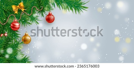 Abstract Merry Christmas background with snowflakes and shiny stars in red and white. New year lights, starry sky