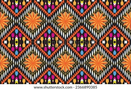 Stylized pattern printing for clothing. Trendy, contemporary ethnic seamless pattern, embroidery cross, diamonds, chevrons.