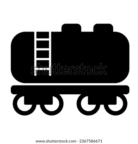 Railroad gasoline and oil tank car solid icon, oil industry concept, fuel tanker truck vector sign on white background, glyph style icon for mobile concept and web design. Vector graphics