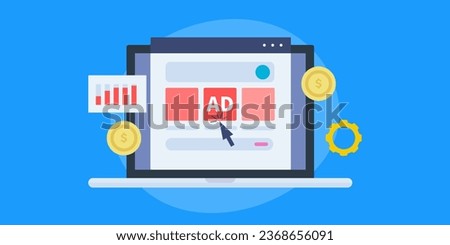Digital ad cost, digital advertising, Website ads, PPC cost, Spending money on digital advertising campaign, Ad analytics - vector illustration banner with icons