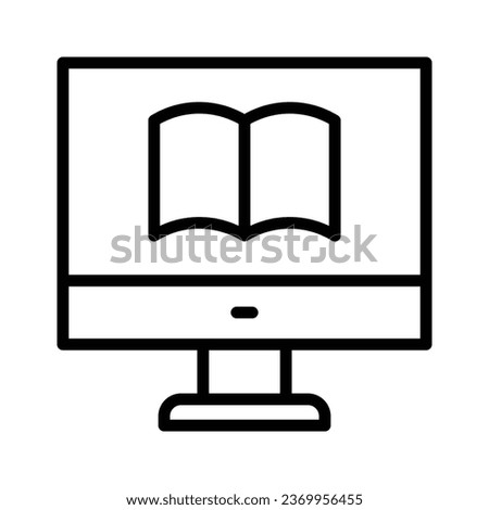 Book inside computer showing concept icon of online learning, online book