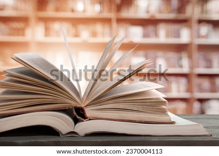 Book with opened old pages in library.