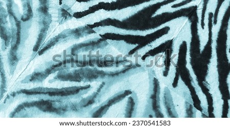 White Line Ethnic Art Watercolor. Tribal Ornament  Background. Shibori Print. Fashion Fabric Bright Zebra, Ethnic Watercolor Design. Ornament Tribal Banner. Turquoise Leopard