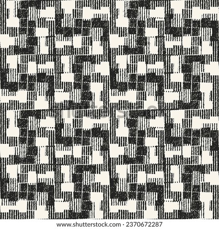 Monochrome Distressed Mesh Textured Zigzag Pattern