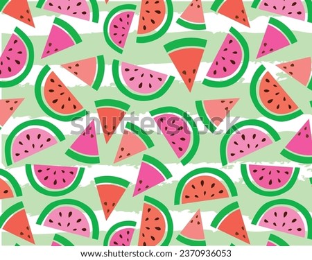 colorful watermelon print over striped background