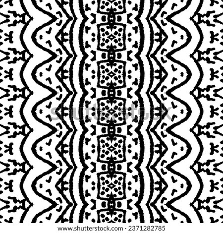 Tribal Ink Scribble Vector. Simple Mexican Pattern. Black Colour Dark Doodle Texture. Seamless Native Dark Pattern. Black Color Native Wavy Batik. Abstract Dyed Batik. Abstract Ink Doodle Vector