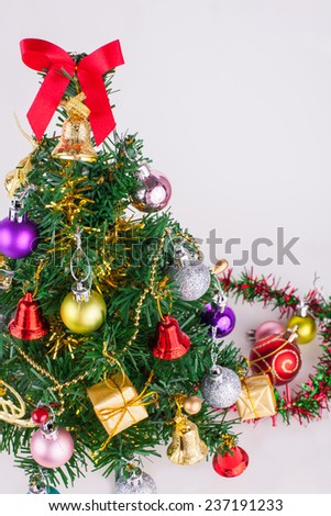 christmas decoration on a white paper background