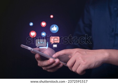 Man using smart phone online social media and digital concept, The concept of communication and playing social media. Social Working From application concept.