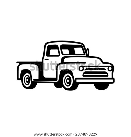Farmer pickup truck icon. Old retro pickup truck. Vector illustration