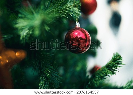 Christmas Tree with Decorations home interior xmas and New Year concept.