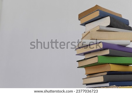 Pile of  books on white background