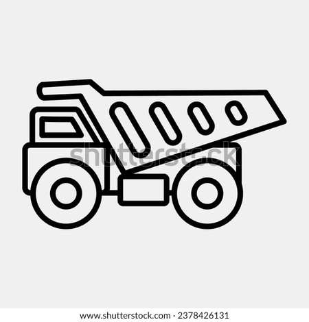 Icon dump truck. Heavy equipment elements. Icons in line style. Good for prints, posters, logo, infographics, etc.