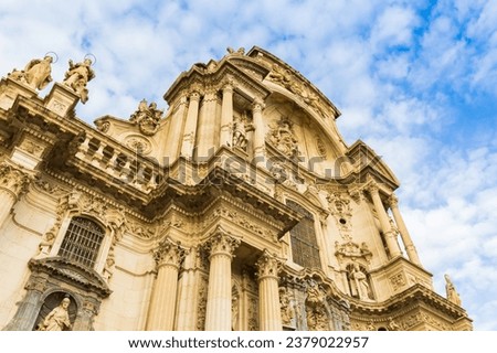 Facade of the historic cathedral in Murcia, Spain