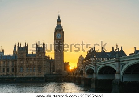 Big Ben at sunset in London. England