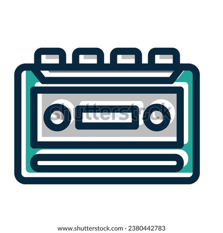 Cassette Recorder Vector Thick Line Filled Dark Colors Icons For Personal And Commercial Use.
