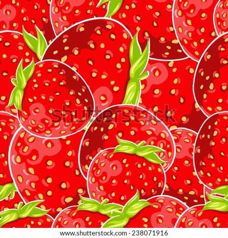 Seamless background with a pattern of delicious juicy ripe red strawberries