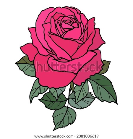 Decorative illustration of a pink flower in mosaic style. Beautiful drawn vector flower.
